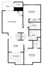 2 BED 2 BATH Deluxe F-204 floor plan